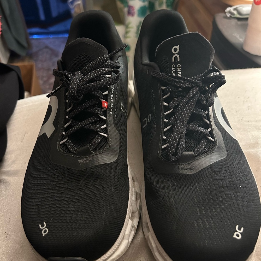 On Cloud Cloud Monsters Running Men's Black and White Athletic Shoes
